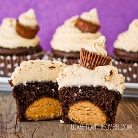 Peanut Butter Ball Stuffed Cupcakes