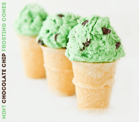 Mint Chocolate Chip Frosting Cones