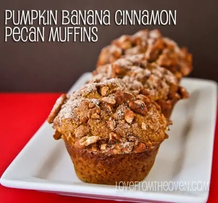 Pumpkin Banana Cinnamon Pecan Muffins