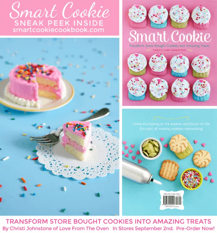 Smart Cookie Cookbook.  Transform Store Bought Cookies Into Amazing Treats!  By Christi Johnstone.  In stores September 2nd, pre-order now on Amazon or Barnes & Noble