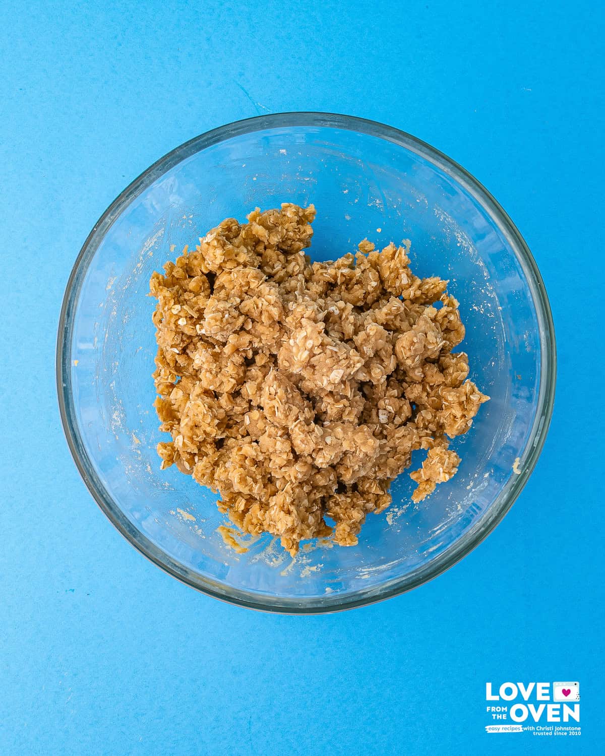 a bowl containing the crumble mixture
