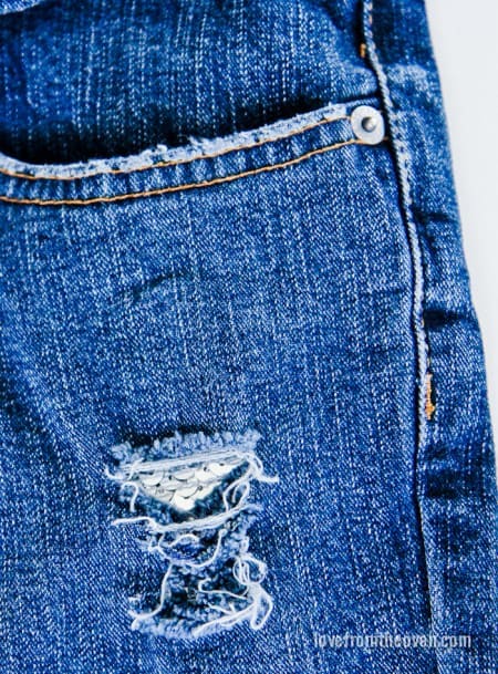 Adding sequins to jeans