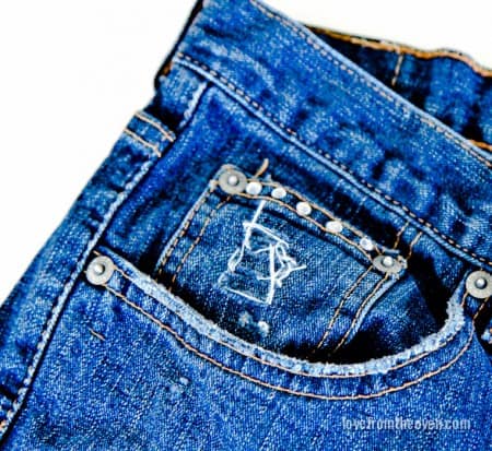 Adding crystal rhinestones to jeans