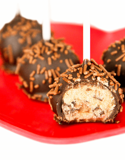 Dark Chocolate Chunk Cookie Dough Pops at Love From The Oven