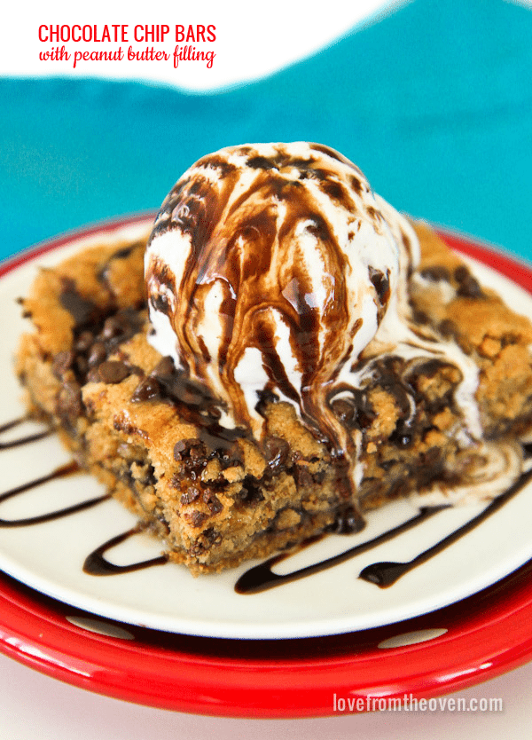 Chocolate Chip Bars With Peanut Butter And Chocolate Filling