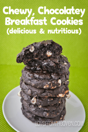 Chocolate Breakfast Cookies. A simple spin on muffin ingredients and you can have cookies for breakfast. The kids will LOVE them!