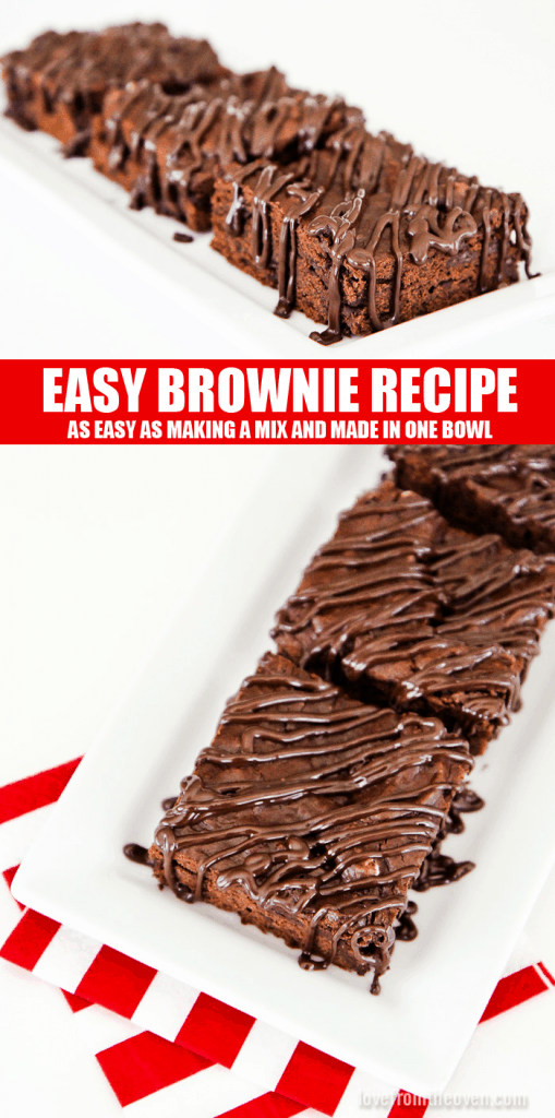 This delicious brownie recipe is as easy as making brownies from a mix and it's SO good!