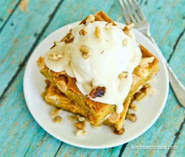 Pumpkin Snack Cake With Cream Cheese Topping
