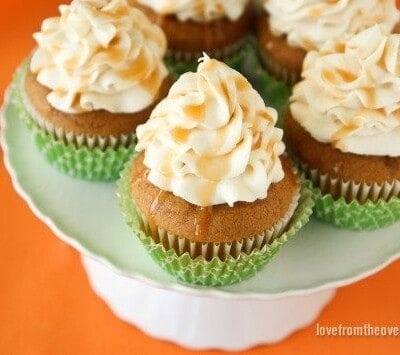 Pumpkin Cupcakes With A Delicious Caramel Cream Cheese Frosting