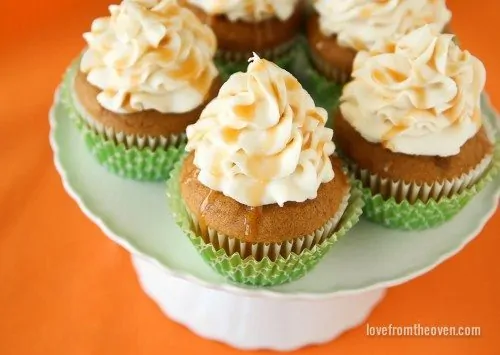 Pumpkin Cupcakes With A Delicious Caramel Cream Cheese Frosting