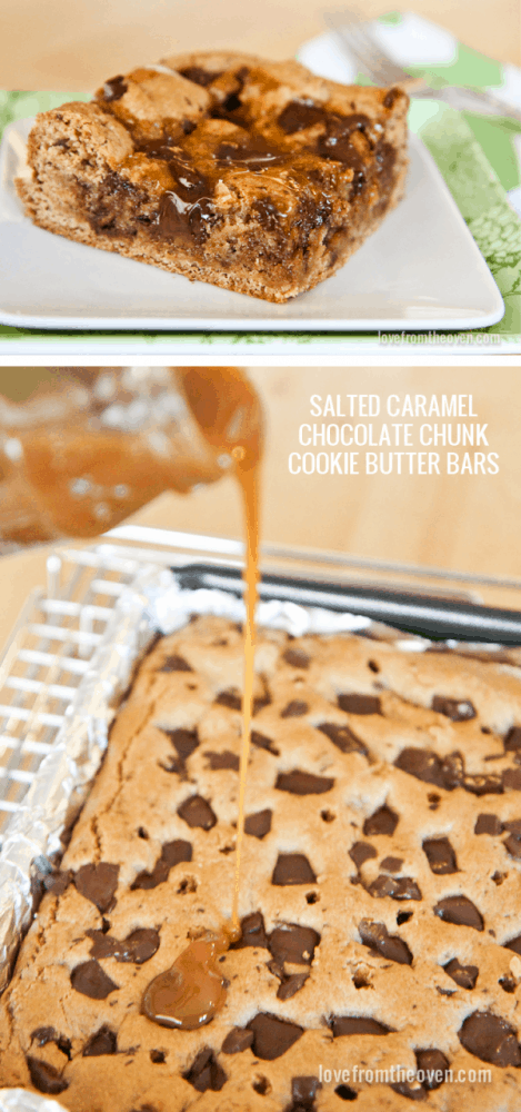 Salted Caramel Chocolate Chunk Cookie Butter Bars