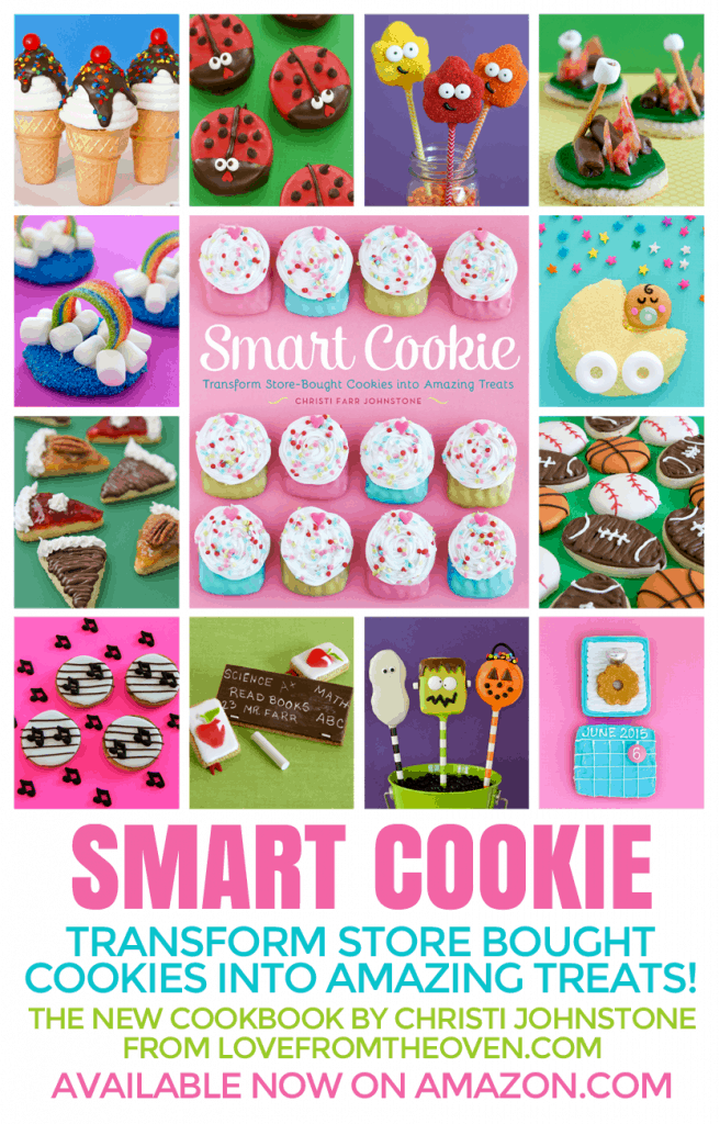 Smart Cookie Cookbook.  This book shows you how to totally transform store bought cookies (or bake your own if you prefer).  So much fun, so many cute ideas!  By Christi Johnstone of Love From The Oven