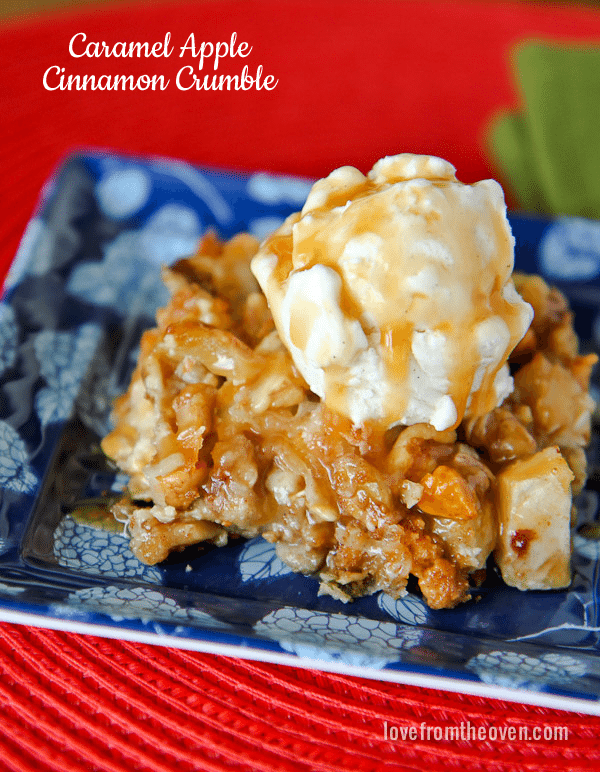 Apple Crumble With Butterscoth and Cinnamon Chips and Caramel Drizzle