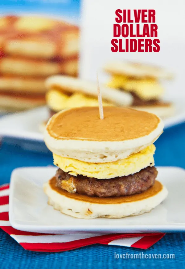 Silver Dollar Sliders.  Perfect little pancake sandwiches.