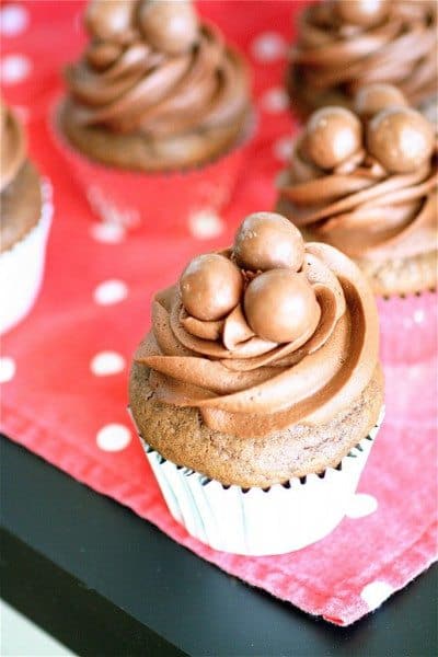 Malted Milk Ball Cupcakes