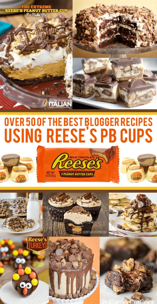 Over 50 Delicious Recipes Using Peanut Butter Cups. Great for using up Halloween candy!