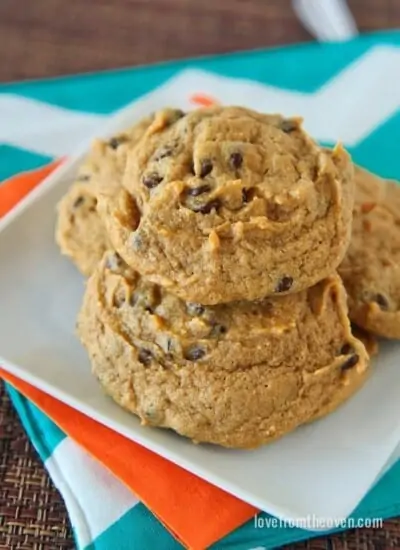 Chocolate Chip Pumpkin Cookies On A Plate