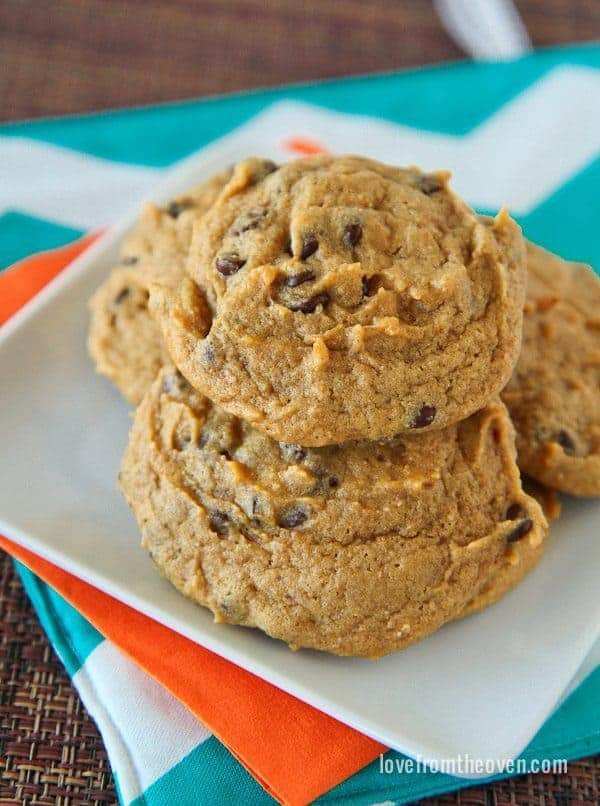 Chocolate Chip Pumpkin Cookies On A Plate