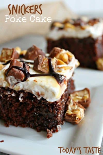 Snickers Poke Cake