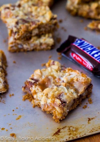 Caramel Snickers 7 Layer Bars