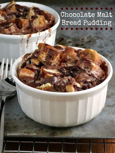 Chocolate Malt Bread Pudding