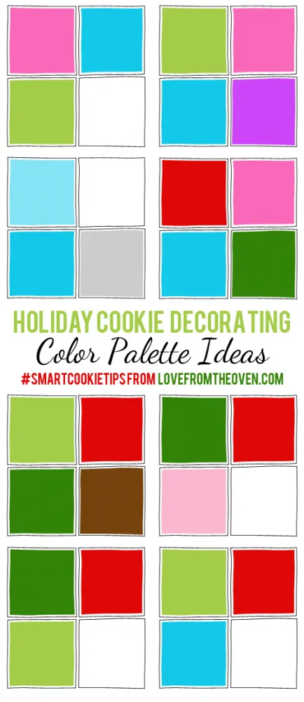 Christmas Cookie Decorating Ideas. Great color combos to use for your Christmas Cookies. #smartcookietips