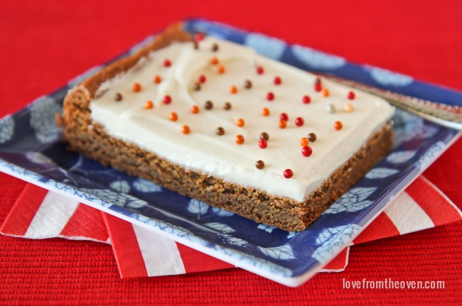 Gingerbread bars with cream cheese frosting that changed the way I feel about gingerbread. These are amazing!