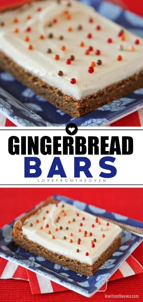 Gingerbread Bars With Cream Cheese Frosting #gingerbread