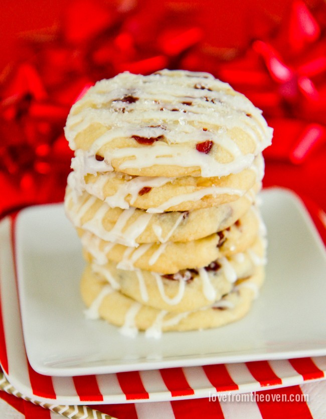 Cranberry Orange White Chocolate Shortbread Cookies