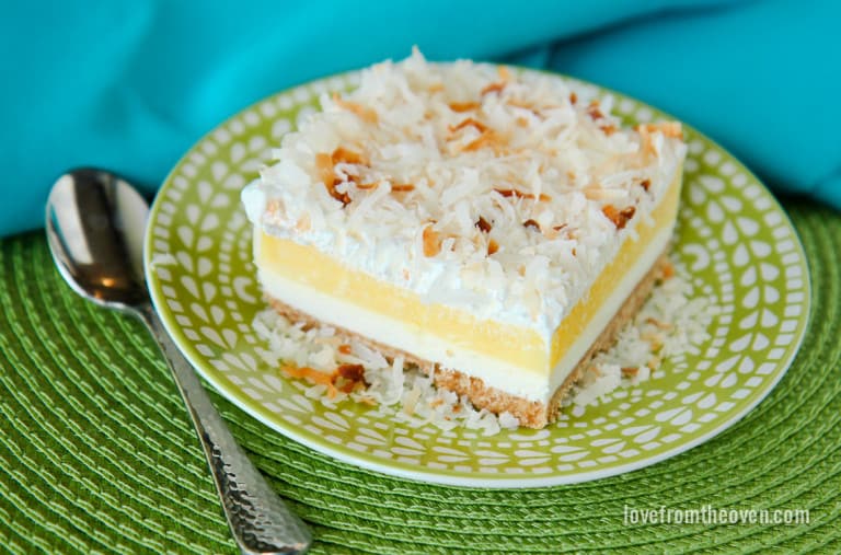 Coconut Cream Cheesecake Bars • Love From The Oven