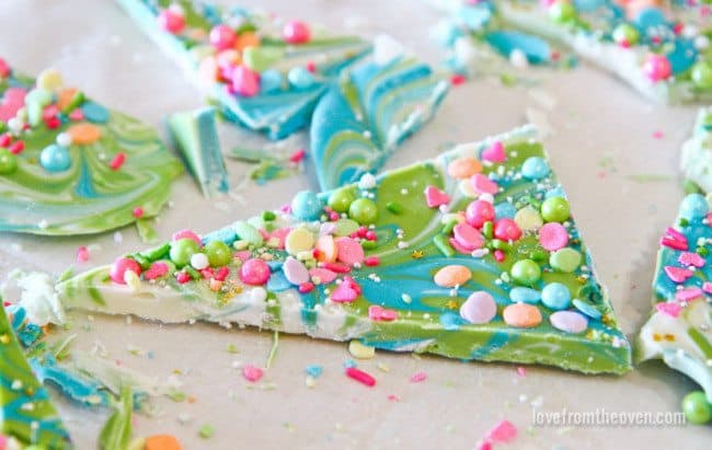 Katherine Sabbath inspired chocolate bark for a unicorn cake.