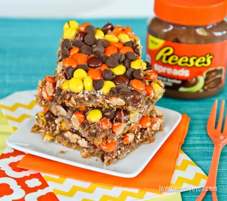 Chocolate Peanut Butter Magic Cookie Bars • Love From The Oven