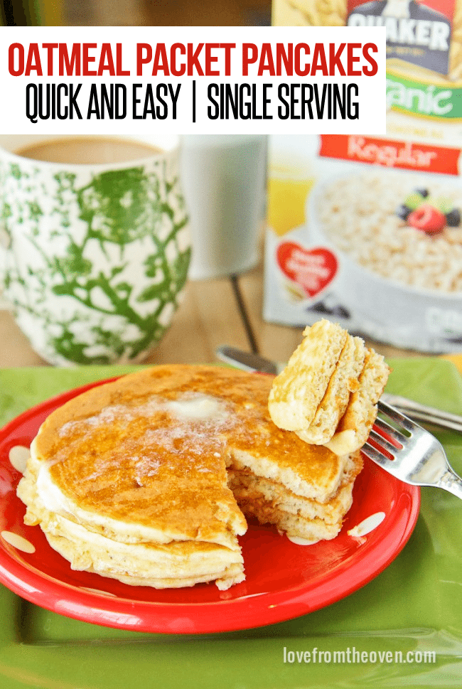 Oatmeal Packet Pancakes. A delicious and easy way to make a single serving of pancakes.