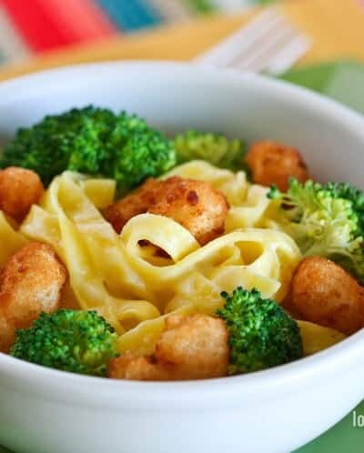 Popcorn Shrimp Alfredo