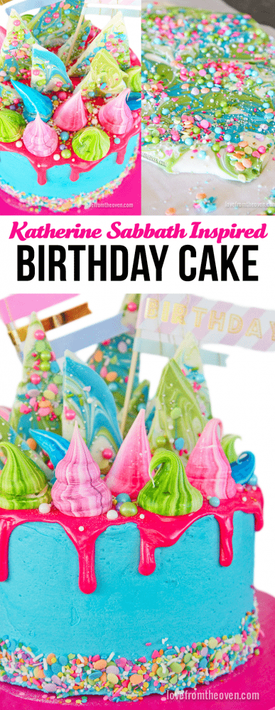 A whimsical, colorful, birthday cake inspired by Katherine Sabbath.