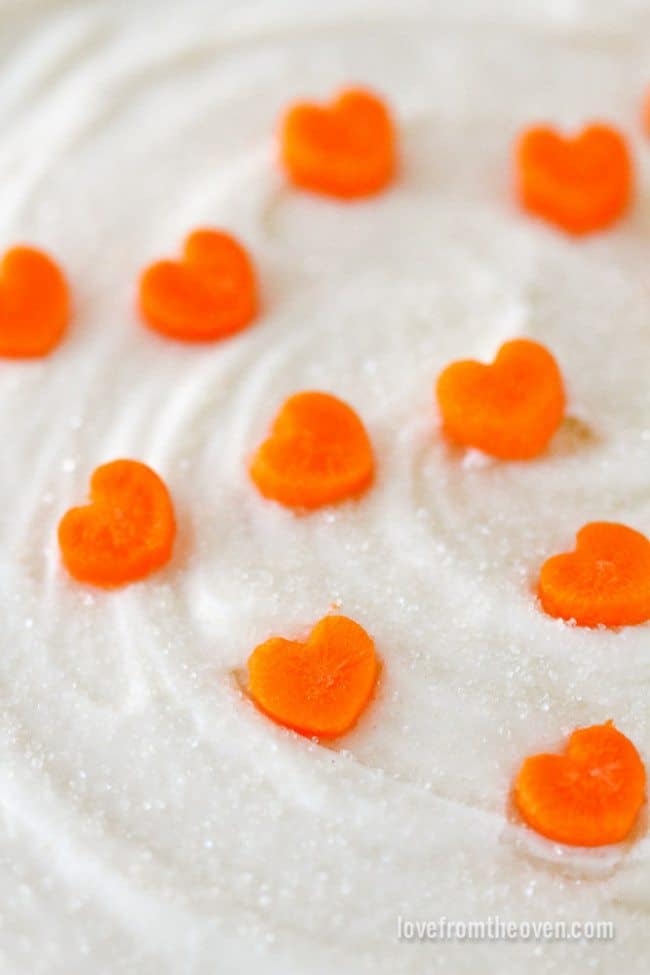 Carrot shaped hearts to garnish a carrot cake