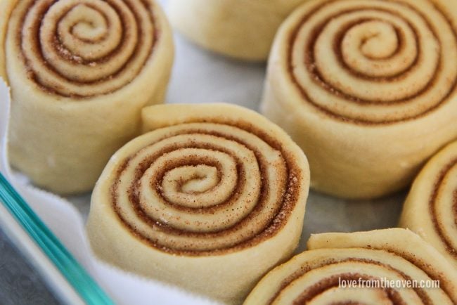 Cinnamon rolls ready to bake