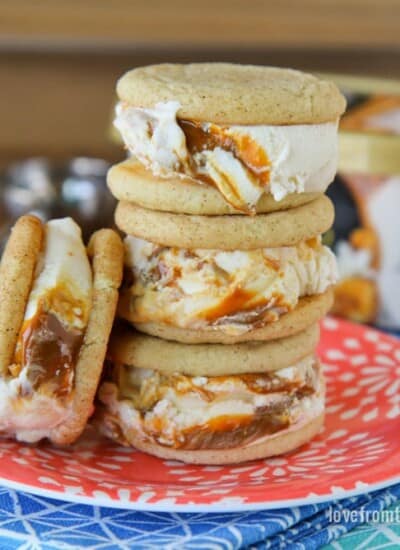 Caramel Snickerdoodle Ice Cream Sandwiches