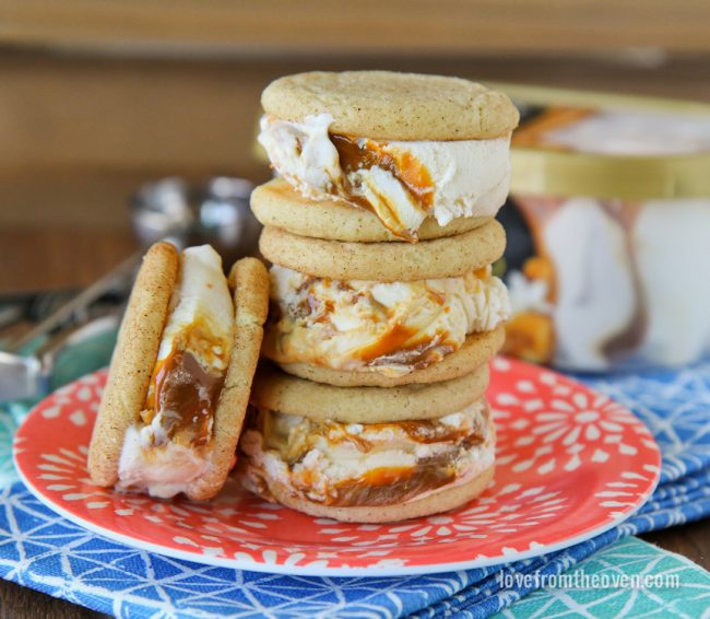 Caramel Snickerdoodle Ice Cream Sandwiches