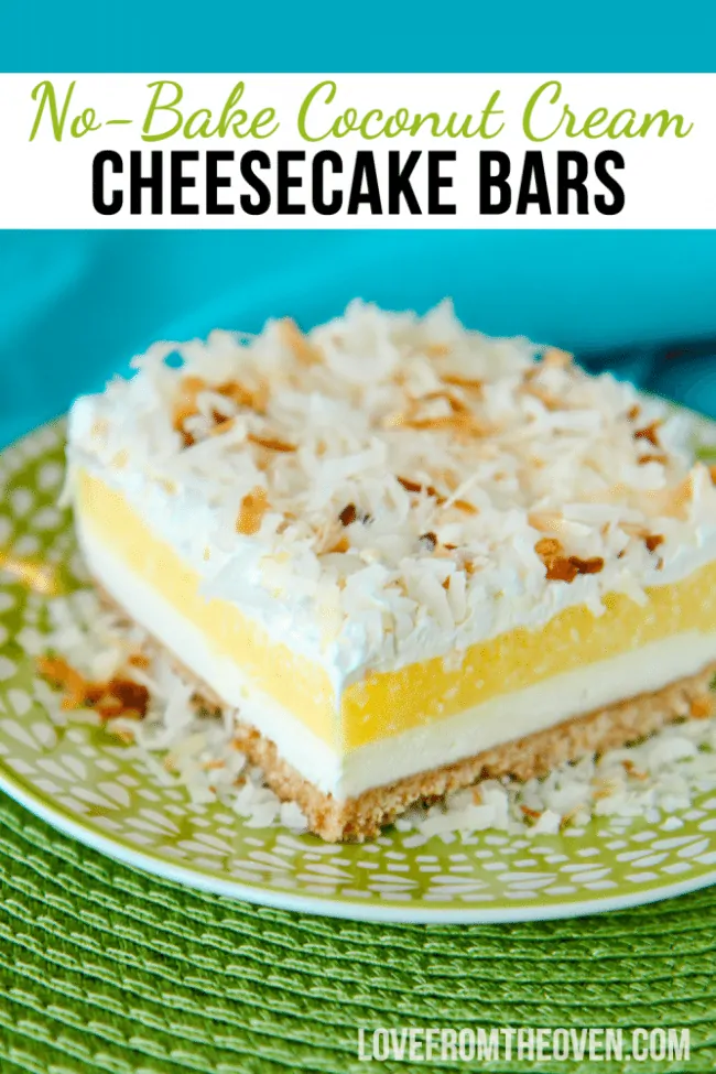 No Bake Coconut Cream Cheesecake Bars