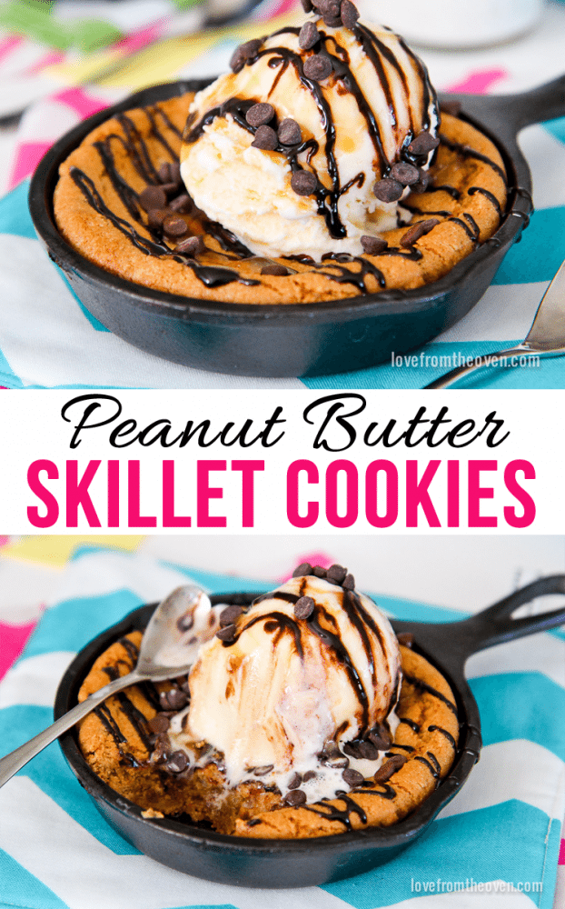 Peanut Butter Chocolate Chip Skillet Cookies