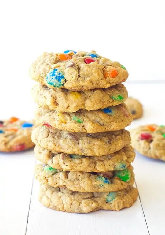A stack of monster cookies