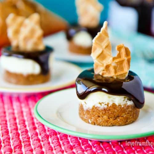 Waffle Cone Cheesecake Minis • Love From The Oven