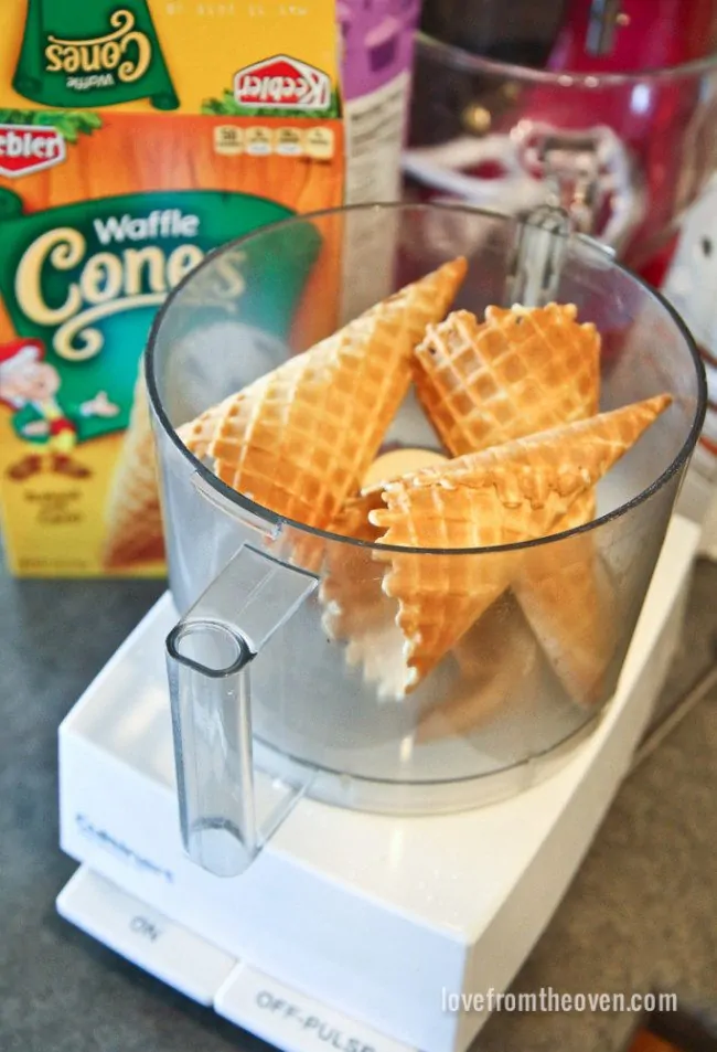 Making a waffle cone crust for mini cheesecakes