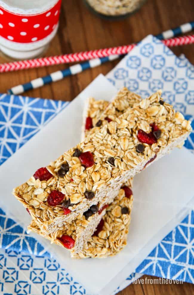 A stack of granola bars