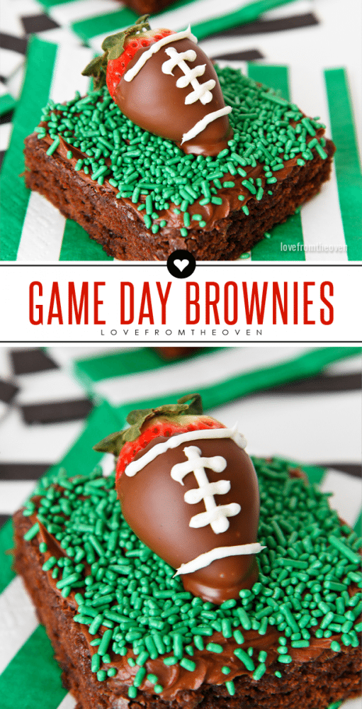 Game Day Football Brownies With Chocolate Dipped Strawberries That Look Like Footballs