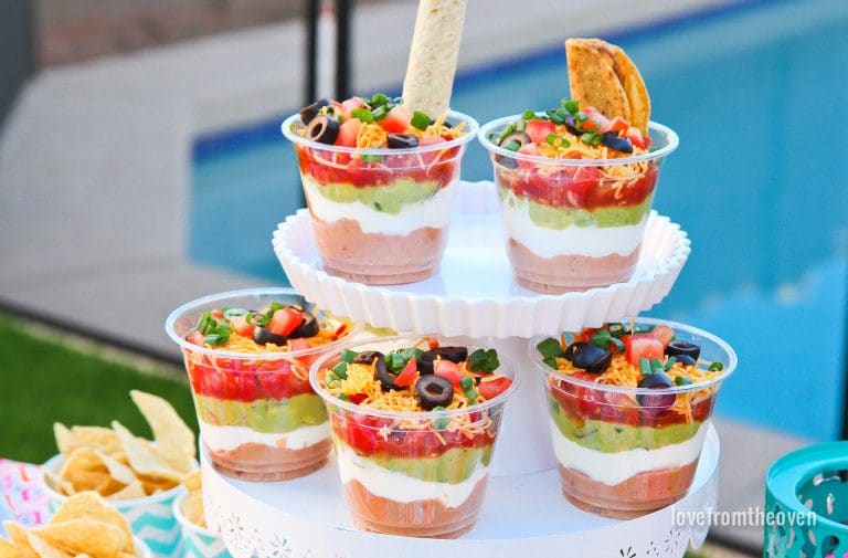 Easy Cinco De Mayo Snacks - Seven Layer Dip Cups