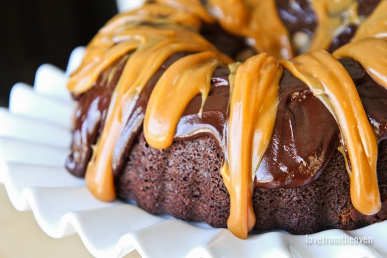 Chocolate Peanut Butter Bundt Cake • Love From The Oven