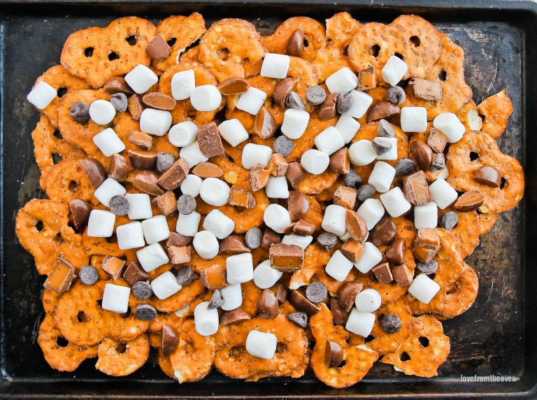 Caramel Pretzel Dessert Nachos • Love From The Oven