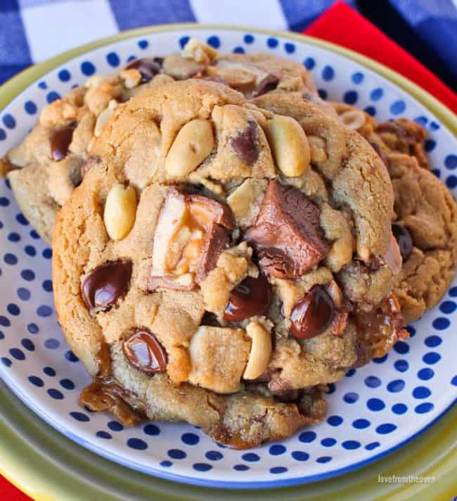 Peanut Butter Snickers Cookies